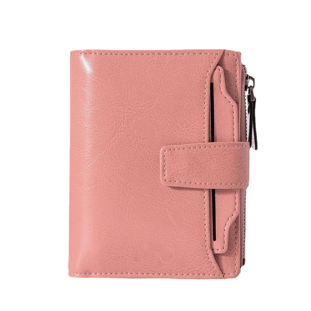 Women Genuine Leather RFID 14 Card Slots Zipper Wallet Purse