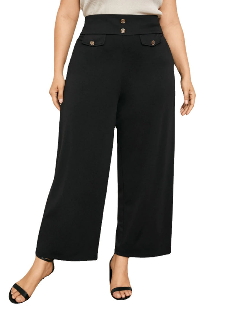 Plus Size Button Design Pants