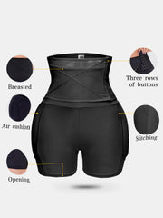 Plus Size Women Front Closure Hip Lifting Air Cushion Stitching High Waist Shapewear Shorts