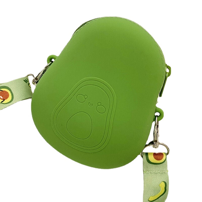 women cute strawberry avocado rubber mini crossbody bag