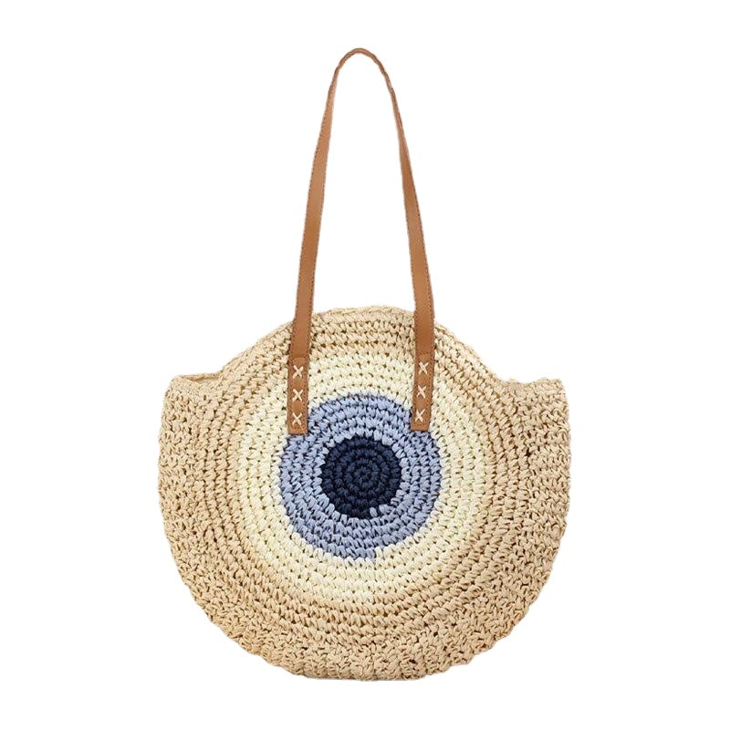 Women Simplicity Stripe Straw Bag Handbags Tote Retro Beach Bag