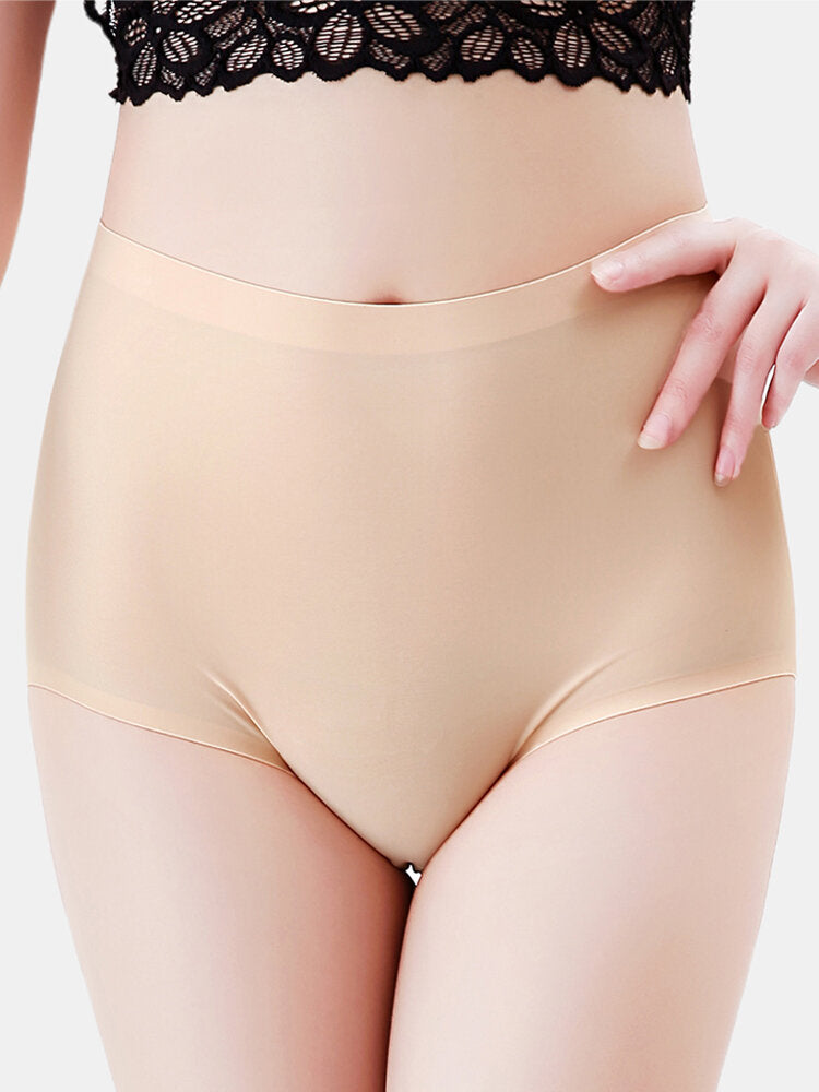 Plus Size Seamless Plain High Waisted Full Hip Smooth Panty