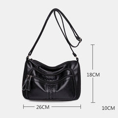 Women Large Capacity Crossbody Bag Multi-pocket Wear-resistant Retro Shoulder Bag