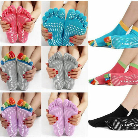 Women Colorful Five Finger Toe Yoga Anti Skid Socks Gym Exercise Fitness Sports Pilates Comfortable