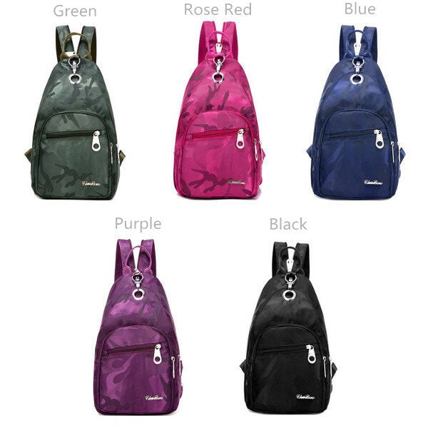 Women Nylon Camouflage Backpack Outdoor Sports Multifunction Chest Shoulder Bags