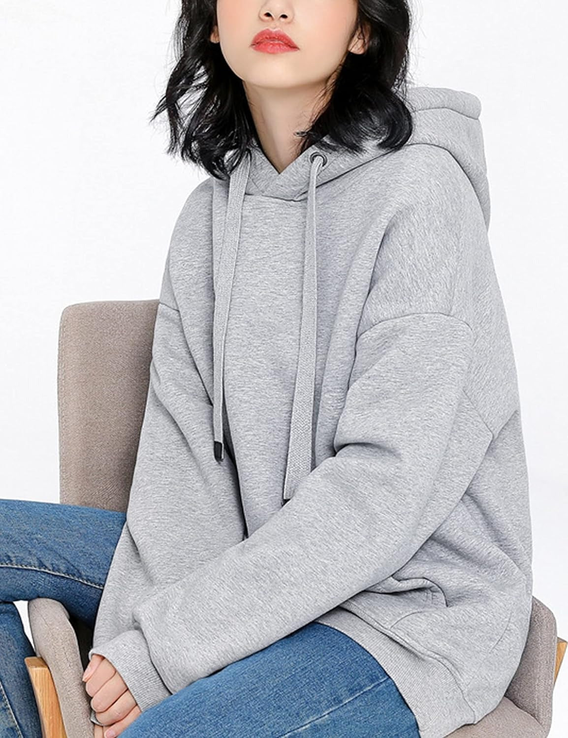 Women’s Cozy Sherpa Lined Hoodie Sweatshirt – Adjustable Drawstring Hood, Kangaroo Pocket, Long Sleeves for Fall & Winter Comfort