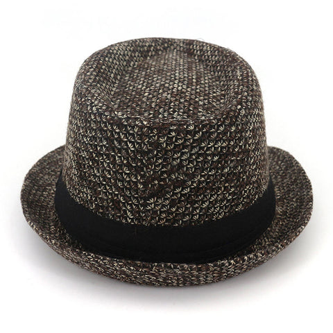 Men Winter Warm Felt Wide Brimmed Jazz Fedora Hat Outdoor Thicken Top Hat