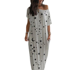 Women's Pajamas Nightshirt Nighty 1 PCS Star Simple Fashion Comfort Home Daily Bed Bamboo Breathable Gift Crew Neck Short Sleeve Print Spring Summer White Blue