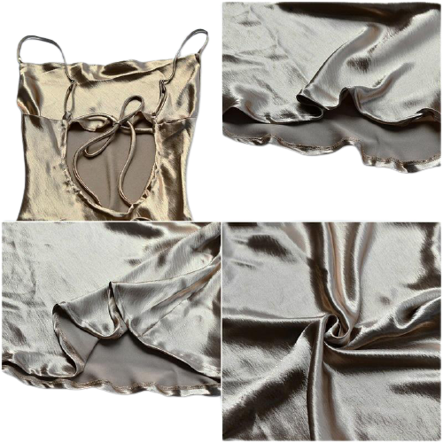 Elegant Sexy Ladies' Lace-up Spaghetti Strap Bodycon Satin Maxi Dress