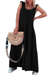 Stitching Design Holiday Solid Sleeveless Maxi Dresses