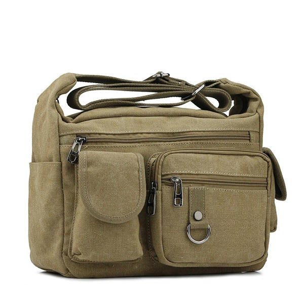 Men's Large Canvas Messenger Bag - Casual Travel Crossbody