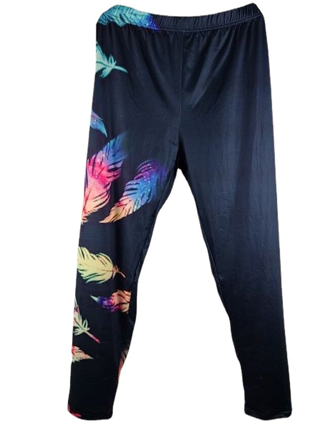 Women's Sporty Athleisure Weekend Yoga Print Stretchy Ankle-Length High Waist Pants