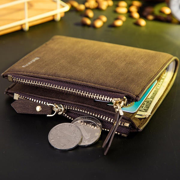 RFID Blocking Secure Wallet Protective Coin Bag Business PU Leather Zipper For Men