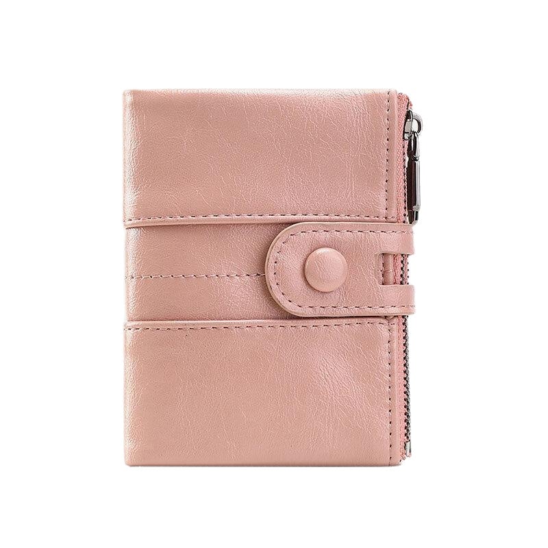 Women RFID Anti Theft 6 Card Slots Oil Wax Bifold Wallet Purse