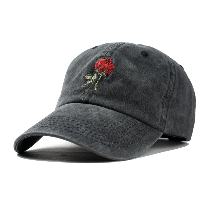 Men Women Fashion Embroidery Rose Baseball Cap Sunshade Sunscreen Cap