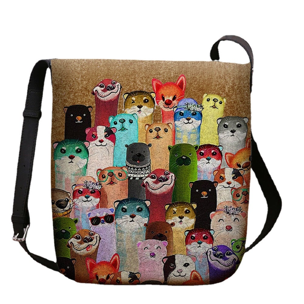 Women Felt Cute Cartoon Colorful Moles Pattern Multi-carry Crossbody Bag Shoulder Bag