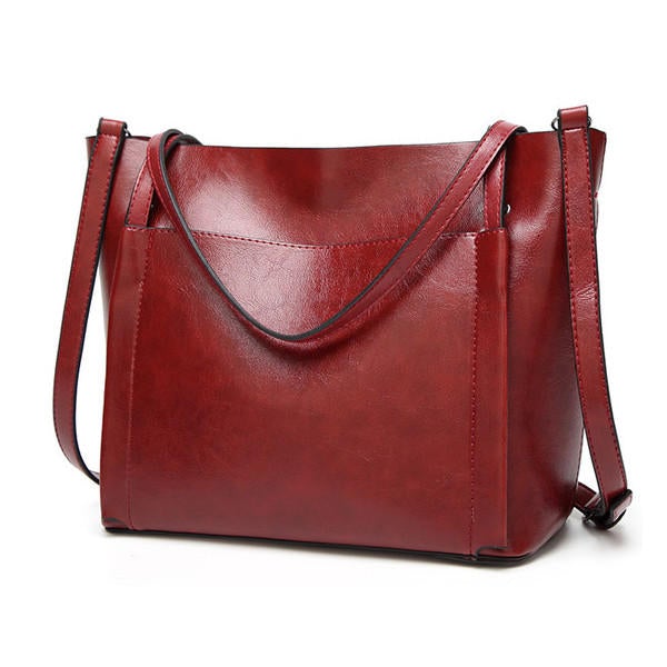 Women Oil Leather Tote Handbags Vintage Shoulder Capacity Crossbody Bags