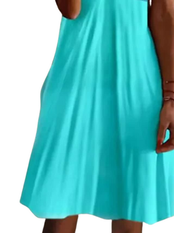 Women's Sleeveless Pure Color Ruched V Neck Sexy Dress