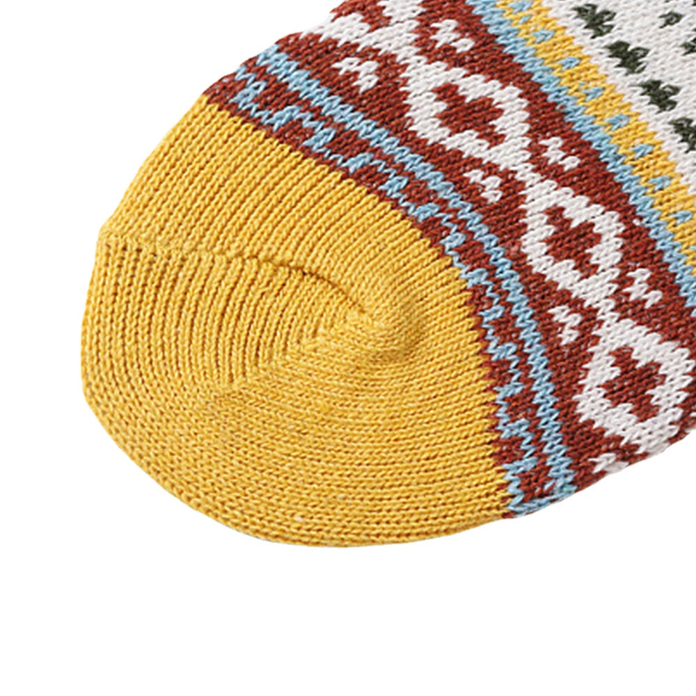 5 Pairs Women Wool Cotton Thickened Geometric Striped Dot Pattern Breathable Warmth Socks Tube Sock