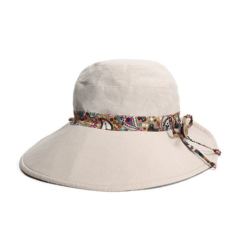 Women Sunscreen Bucket Hat Casual Anti-UV Wide Brim Double Sided Wear Beach Hat
