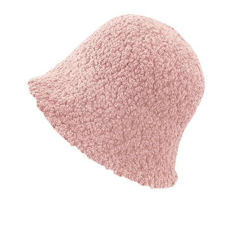Women Cashmere Thick Plain Color Keep Warm Casual Fashion Sunvisor Bucket Hat