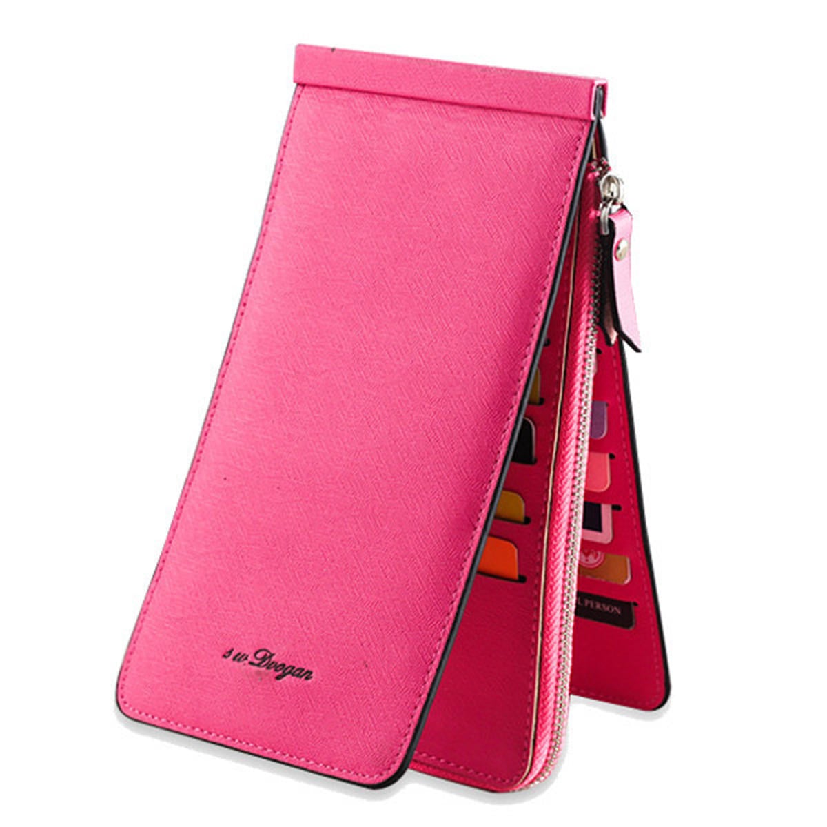 Women Men 26 Multi Card Holder Ultra Thin PU Leather Zipper Business Card Case 5.5'' Phone Bags