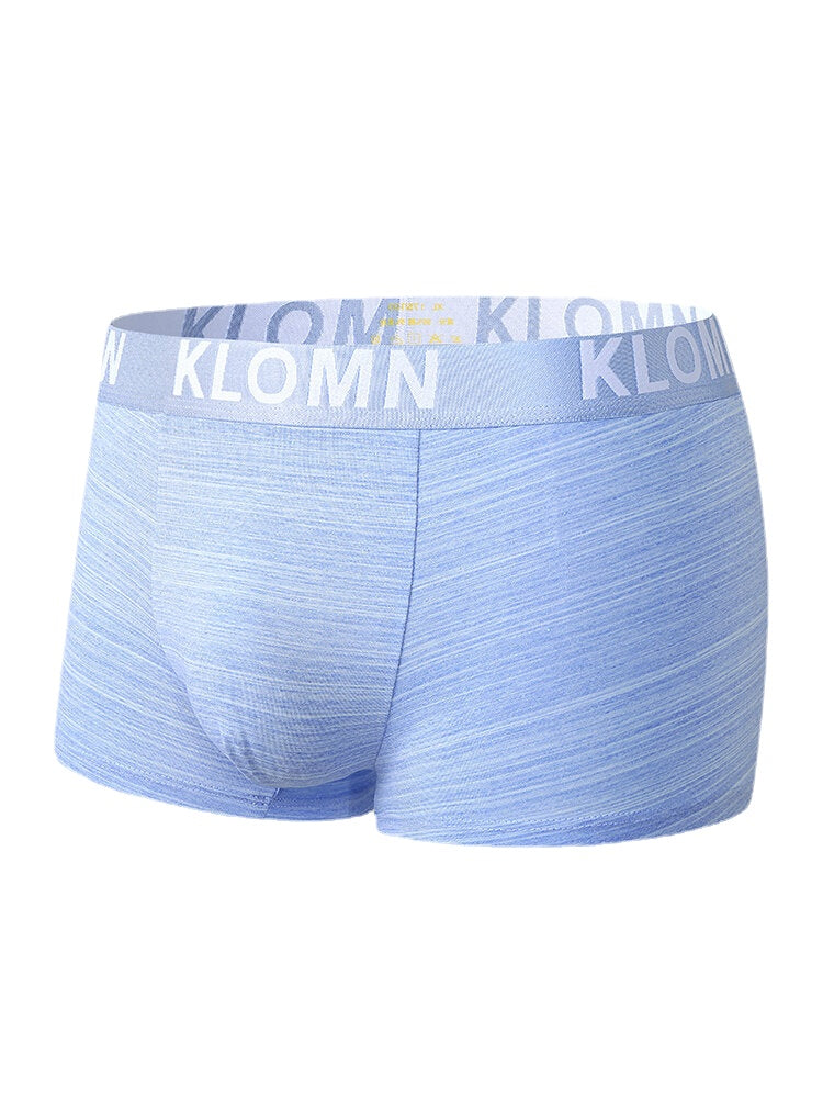 Mens Cotton Breathable Antibacterial Underwear Logo Waistband Boxers With Pouch
