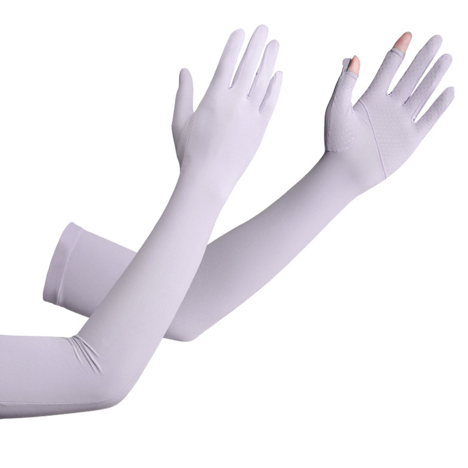 Jassy Women's Ice Silk Road Finger Outdoor Riding Driving Non-slip Breathable Long Sunshade Sunscreen Gloves