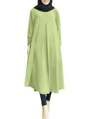 Solid Ruched Long Sleeve Casual Dress