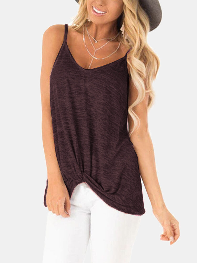 Casual V-neck Sleeveless Straps Camisole Tank Tops