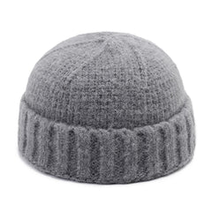 Unisex Hand Crochet Thick Warm Knit Plain Brimless Hats Outdoor Casual Skullcap
