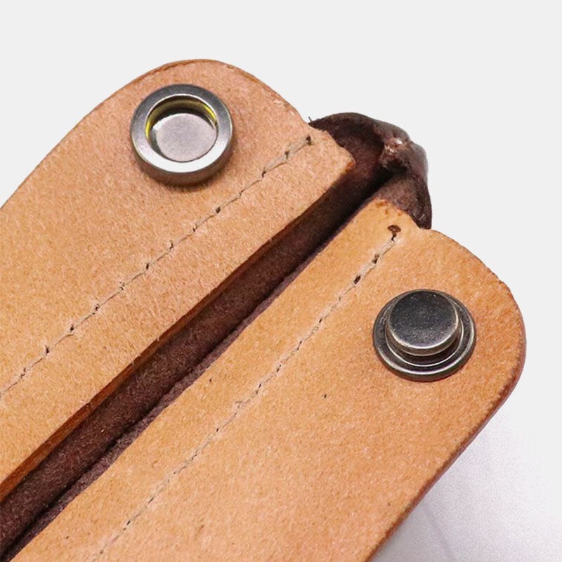 Unisex Vegetable Tanned Leather Wallet  Retro Color Matching Cowhide Coin Purse Card Holder Money Clip