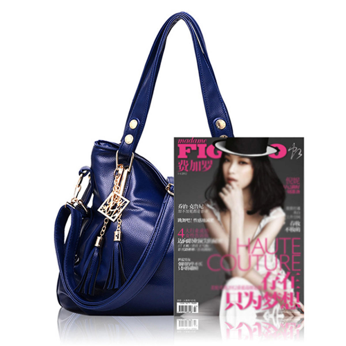 Women Faux Leather Tassel Soft Leather Handbag Solid Casual Crossbody Bag