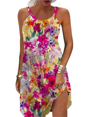 Women's Casual Dress Shift Dress Sundress Floral Print Strap Mini Dress Tropical Hawaiian Outdoor Daily Sleeveless Loose Fit Pink Spring Summer