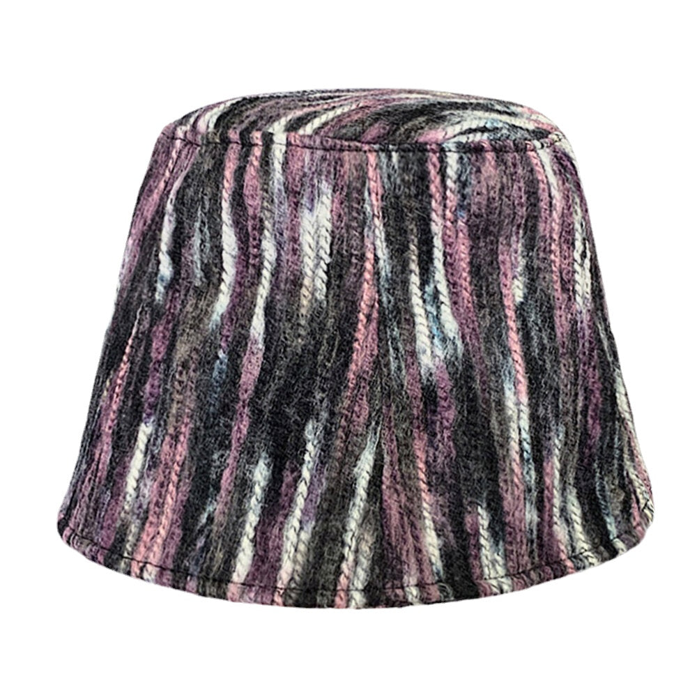 Women Woolen Mixed Color Personality Street Trend Colorful Bucket Hat