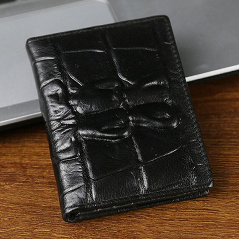 Men Genuine Leather 8 Card Slot Holder Casual Short Snap Embossing Pattern Bifold Wallets Coin Purse
