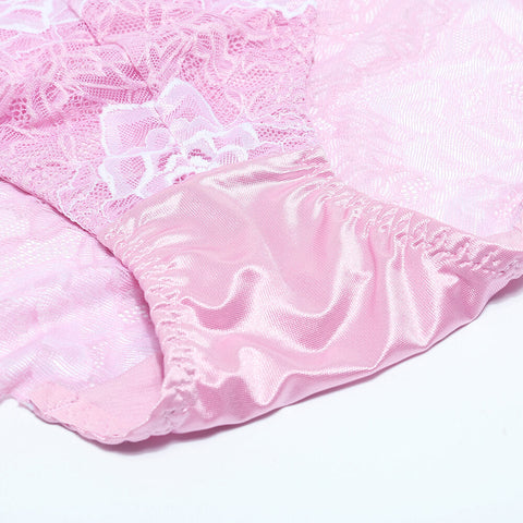 Plus Size Luxury Lace Floral Hollow Out Breathable Briefs