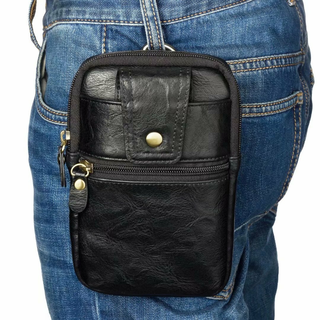 Men Retro Multifunctional Phone 6.3 Inch Waist Bag