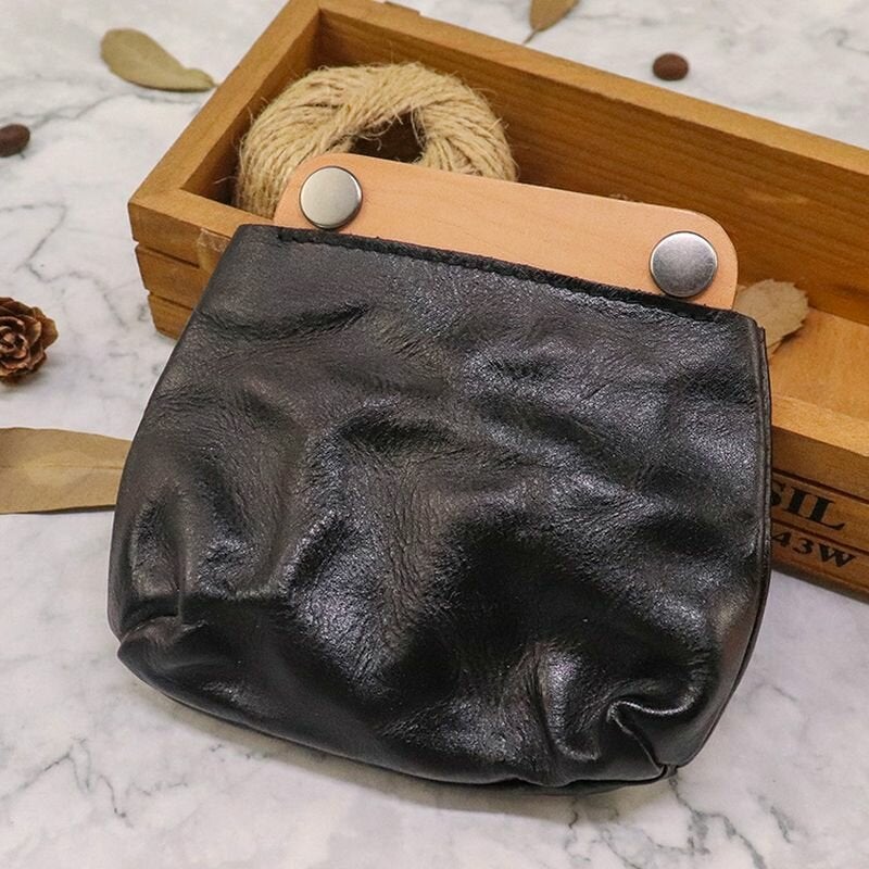 Unisex Vegetable Tanned Leather Wallet  Retro Color Matching Cowhide Coin Purse Card Holder Money Clip