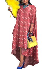 Oval Collar Leisure Polka Dot Party Holiday Dress For Women