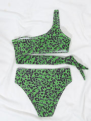 Women's Swimwear Bikini Normal Swimsuit Lace up 2 Piece Printing Leopard Green Bathing Suits Sports Beach Wear Summer