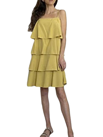 Women's Sleeveless Pure Color Ruffle Spaghetti Strap Vacation Holiday Dress