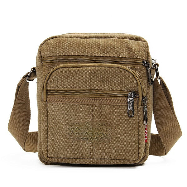 Men's Retro Canvas Crossbody Bag with Multi Pockets - Casual Shoulder Bag