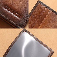 Men Genuine Leather RFID Anti-theft Multifunction Retro Large Capacity Foldable Card Holder Bag