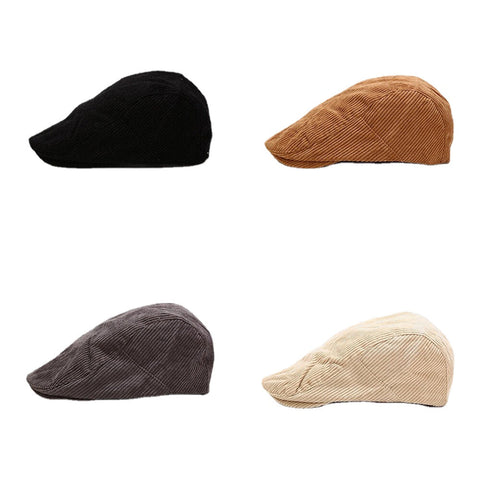 Unisex Corduroy Casual All-match Solid Color Forward Hat Beret Hat