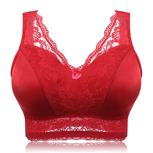 Large Size Cup Full Coverage Wireless Floral Lace Sleeping Leisure Vest Bra