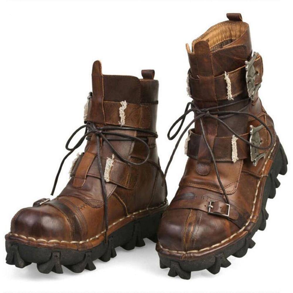Men'S Cowhide Genuine Leather Motorcycle Boots