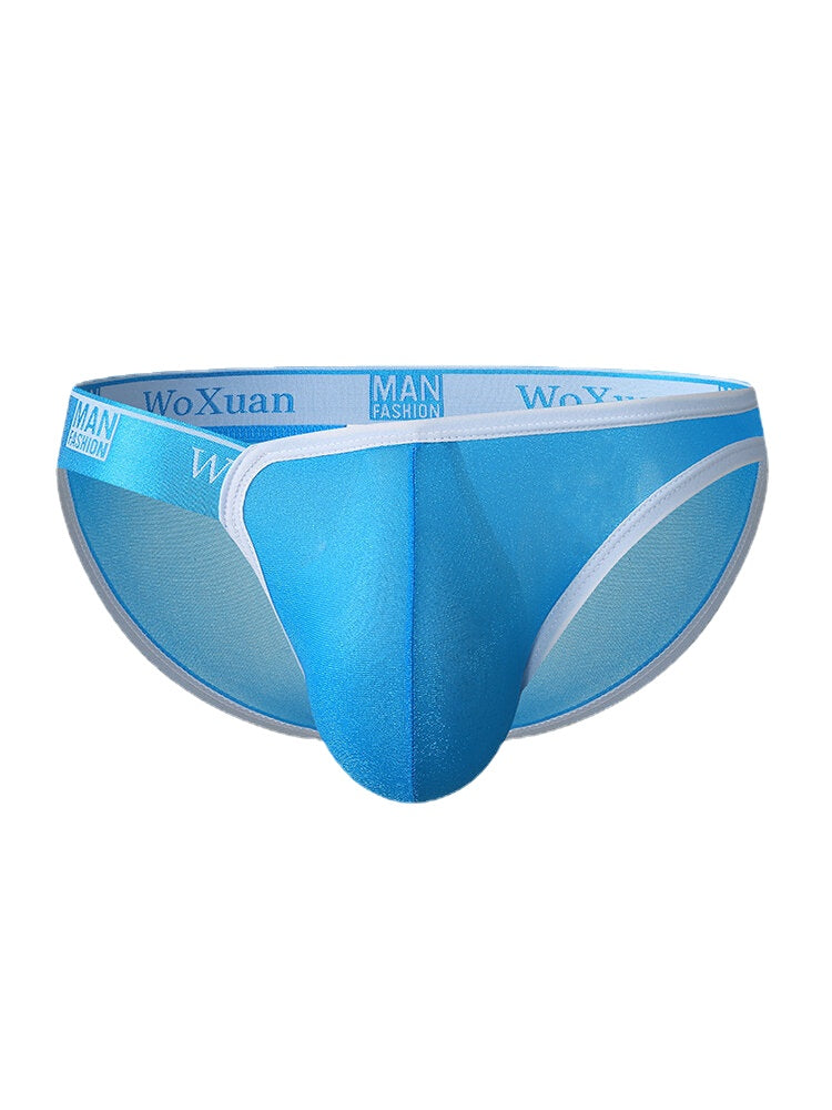 Mens Patchwork Breathable Lightweight  Ice Silk MId Waist Stretch Briefs