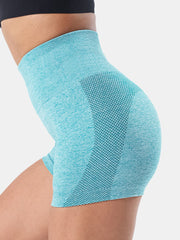 Sport Women Solid Color Seamless High Waist Yoga Shorts