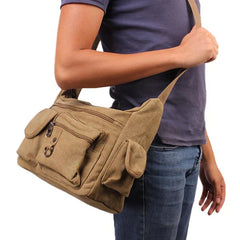Men's Large Canvas Messenger Bag - Casual Travel Crossbody